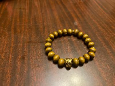 Unisex Brown Wooden Bracelet w/ Jaguar