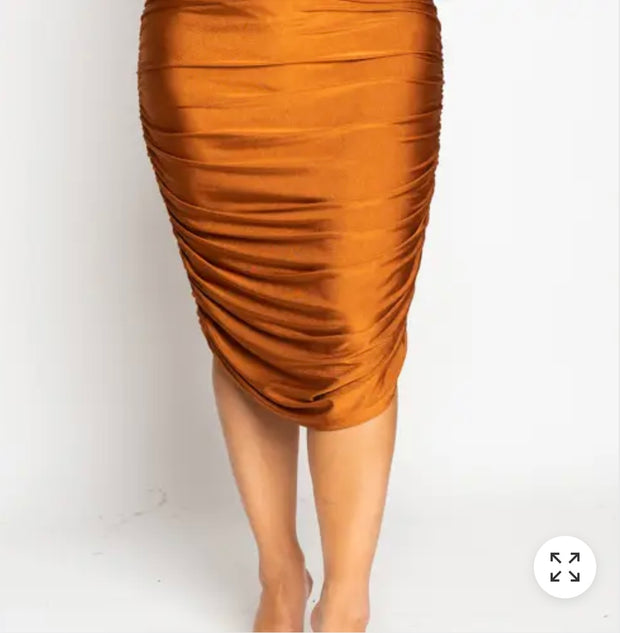 “Satin” Ruched Skirt