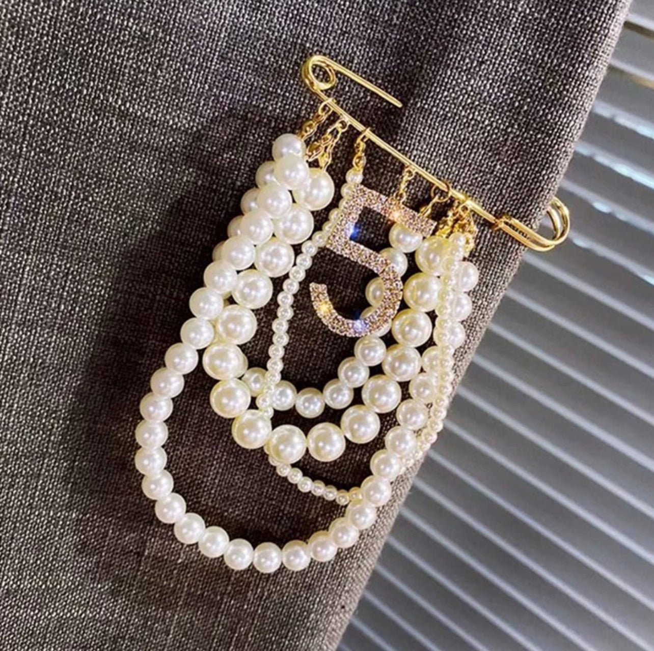 Numbers & Pearls Brooch